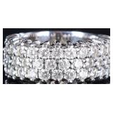 14K WHITE GOLD LADIES RING STUDDED W/ MOISSANITE