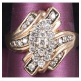 33 DIAMONDS 14K YELLOW GOLD LADIES RING ORNATE