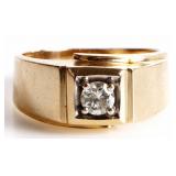 MEN'S ANTIQUE .33CT ROUND DIAMOND 14K GOLD RING