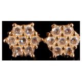 21K YELLOW GOLD CLUSTER GEM LADIES EARRINGS