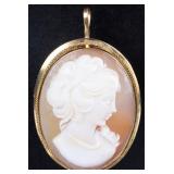 ANTIQUE 18K YELLOW GOLD LADIES CAMEO PEND/BROOCH