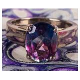STERLING SILVER LADIES RING WITH BICOLOR SAPPHIRE