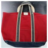 L.L BEAN BOAT & TOTE SAWTOOTH TAG NAVY & RED BAG