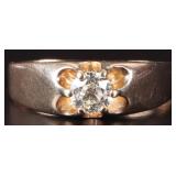 14K ANTIQUE 0.5CT OLD MINE CUT MENS DIAMOND RING
