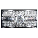 NATURAL DIAMOND 14K & 10K WHITE GOLD LADIES RING