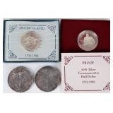 ASSORTED SILVER U.S. COMMEMORATIVE/ EAGLES - (4)