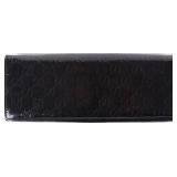 GUCCI BLACK GUCCISSIMA EMBOSSED MONO LONG WALLET