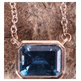 14K ROSE GOLD MINIMALIST TOPAZ LADIES NECKLACE