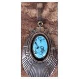 T. SINGER SOUTHWEST TURQUOISE STERLING PENDANT