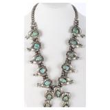 SOUTHWEST TURQUOISE SQUASH BLOSSOM NECKLACE