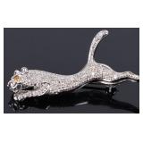 18K WHITE GOLD DIAMOND LADIES PANTHER BROOCH