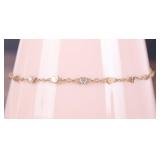 14K YELLOW GOLD LADIES HEART BRACELET W/ DIAMONDS