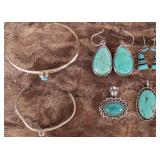 LADIES STERLING SILVR & TURQUOISE ASSORTED LOT (6)