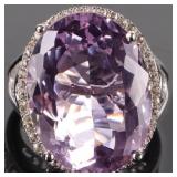 16X20MM PURPLE SPINEL STERLING SILVER LADIES RING