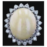 22.17CT OPAL 1.16CTW DIAMOND 14K WHITE GOLD RING