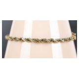 10K YELLOW GOLD LADIES ROPE CHAIN BRACELET