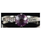 PETITE ART DECO 18K WHITE GOLD LADIES RING W STONE