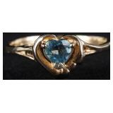 14K YELLOW GOLD HEART FACETED TOPAZ LADIES RING