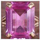 ~28CT PINK SAPPHIRE 10K YELLOW GOLD LADIES RING