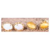 14K YELLOW GOLD LADIES EARRINGS TIGERS EYE OPAL -2