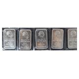 FINE SILVER U.S. STATE 1 TROY OUNCE BARS - (5)