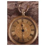 18K SWISS MARK POCKET WATCH GOLD FACE
