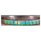 STERLING SILVER GREEN & BLUE TURQUOISE BRACELET