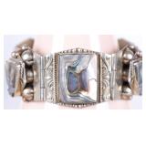 STERLING SILVER CARVED ABALONE LADIES BRACELET