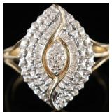 10K YELLOW GOLD DIAMOND CLUSTER LADIES RING