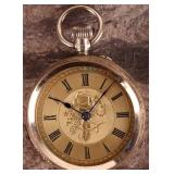 14K YELLOW GOLD POCKET WATCH W/ GOLD FACE