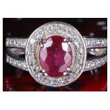 2.0CT RUBY & DIAMOND STERLING SILVER LADIES RING