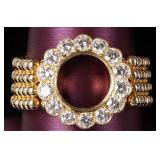 18K YELLOW GOLD LADIES RING W/ 14 DIAMONDS