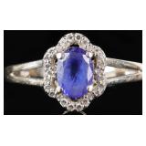 EXCUISITE 14K GOLD TANZANITE & DIAMOND LADIES RING