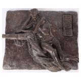 LUIGI TOMMASI FOUNDRY BRONZE WOMAN WALL PLAQUE
