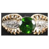 10K YELLOW GOLD CHROME DIOPSIDE DIAMOND RING