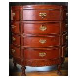 DEMI-LUNE MAHOGANY CONSOLE W/ SUNBURST SURFACE
