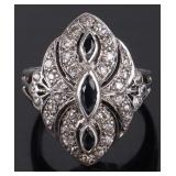 DIAMOND & SAPPHIRE STERLING SILVER LADIES RING