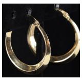 STRIKING 14K YELLOW GOLD LADIES HOOP EARRINGS