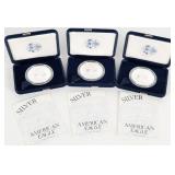 2001 W FINE SILVER PROOF AMERICAN EAGLES - (3)