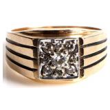 14K YELLOW GOLD MENS DIAMOND RING ~0.60CTW