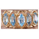 10K YELLOW GOLD MARQUISE BLUE TOPAZ LADIES RING
