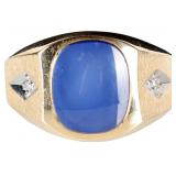 STAR SAPPHIRE 10K YELLOW GOLD STRIKING MENS RING