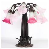 VINTAGE TIFFANY STYLE TULIP 15 PINK  LILY LAMP