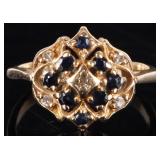 14K YELLOW GOLD CHILDS RING W/ DIAMONDS & TOPAZ