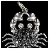 14K WHITE GOLD LADIES CRAB PENDANT W/ MOISSANITE