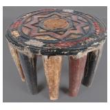 NUPE NIGERIAN 9-LEGGED WOODEN PAINTED STOOL EXOTIC