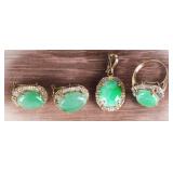 14K YELLOW GOLD JADE LADIES JEWELRY SET