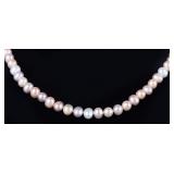 WHITE & PINK PEARL NECKLACE W/ STERLING CLASP
