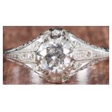 VINTAGE ART DECO .75CT NATURAL DIAMOND RING