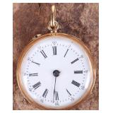 14K YELLOW GOLD POCKET WATCH W/ GLASS FACE